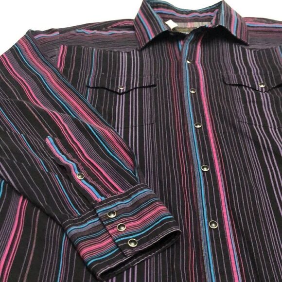 Vintage panhandle slim fit mens long sleeve. Western stripe size 17X35 - Picture 10 of 10
